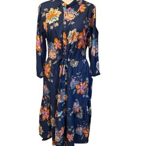 Democracy Navy Floral Button-Up Midi Dress